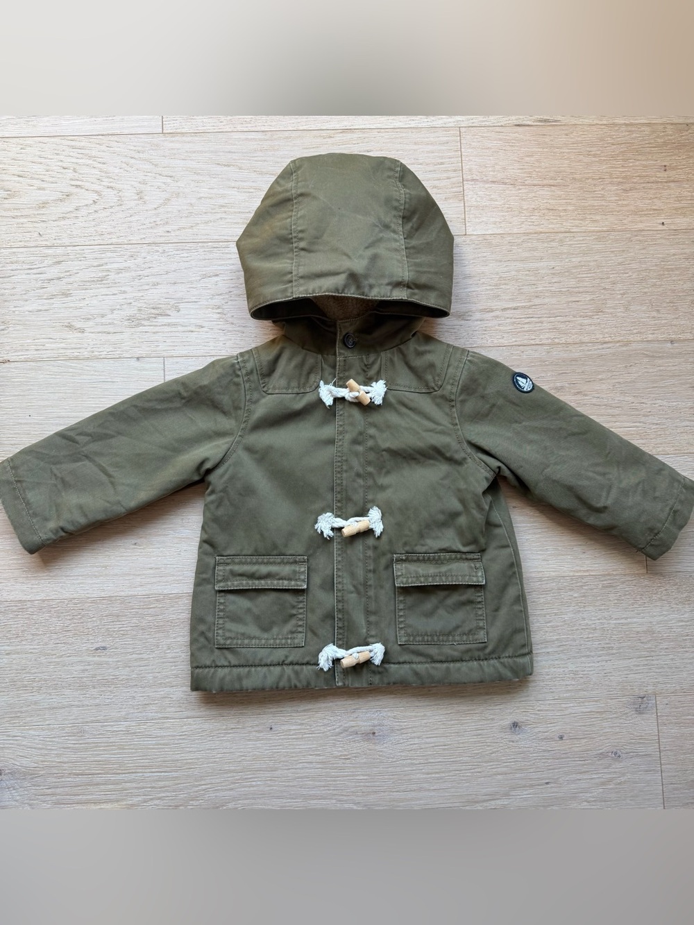 Petit Bateau Olive Sherpa Lined Duffle Coat 18M